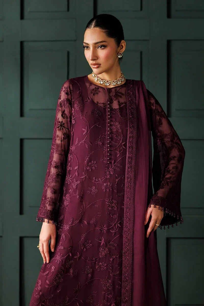 Graceful Maroon Chiffon 3-Piece Ready-to-Wear