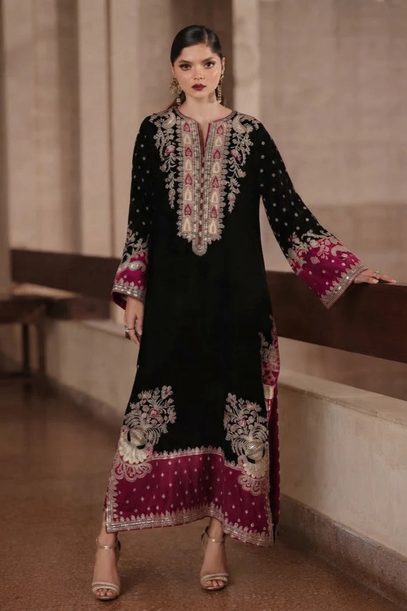 ETHNIC Luxury Embroidered Silk Suit with Silk Trouser|Ready To Wear