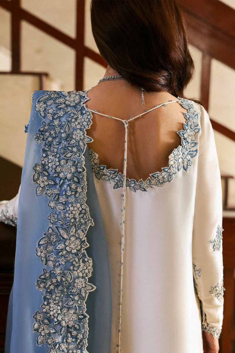 Off-White and Light Blue Raw 3 piece Silk suit | Ready to Wear